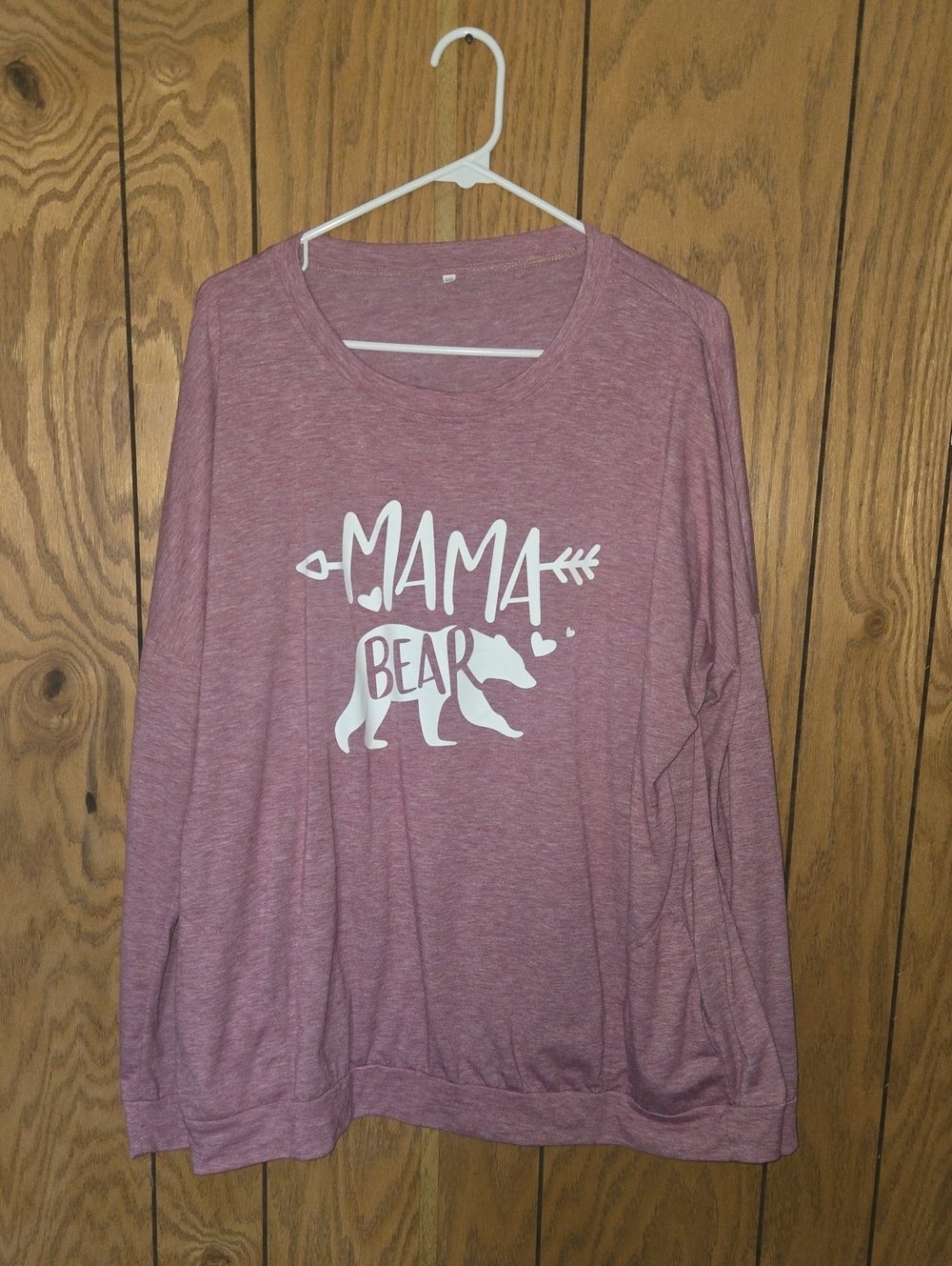 Mama Bear Pinkish Red Graphic Long Sleeve Shirt